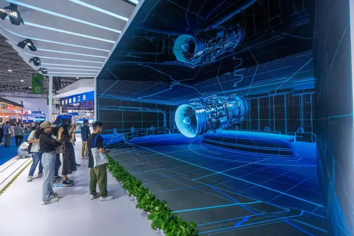 A holographic technology is exhibited at the China International Big Data Industry Expo 2023 in Guiyang, southwest China's Guizhou province, May 26, 2023. (Photo Luo Dafu/People's Daily Online)