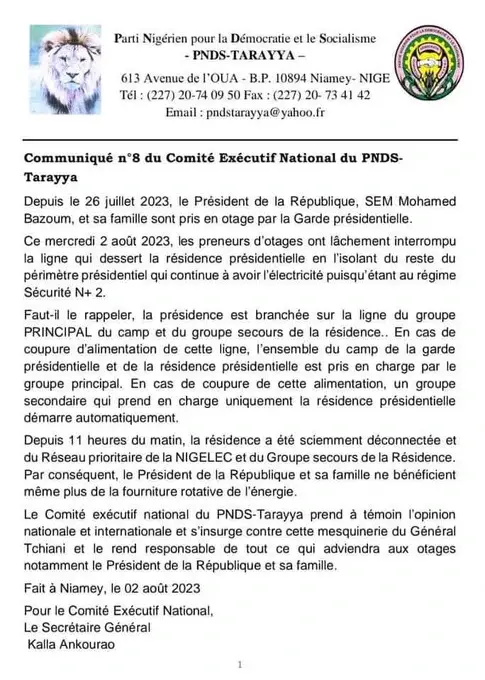 Niger : La résidence présidentielle de Bazoum privée d’électricité
