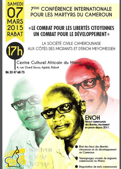 Rabat, Commémoration émeutes de février 2008 au Cameroun, Invitation à la Grande conférence... Le combat pour les libertés citoyennes, un combat pour le développement