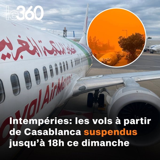 Maroc : Le trafic aérien suspendu sur l’aéroport de Casablanca ce dimanche Maroc : Le trafic aérien suspendu sur l’aéroport de Casablanca ce dimanche
