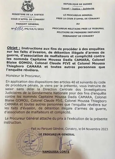 Guinée / Évasion à la maison centrale de Conakry : le procureur général ordonné l'ouverture d'une procédure contre les évadés