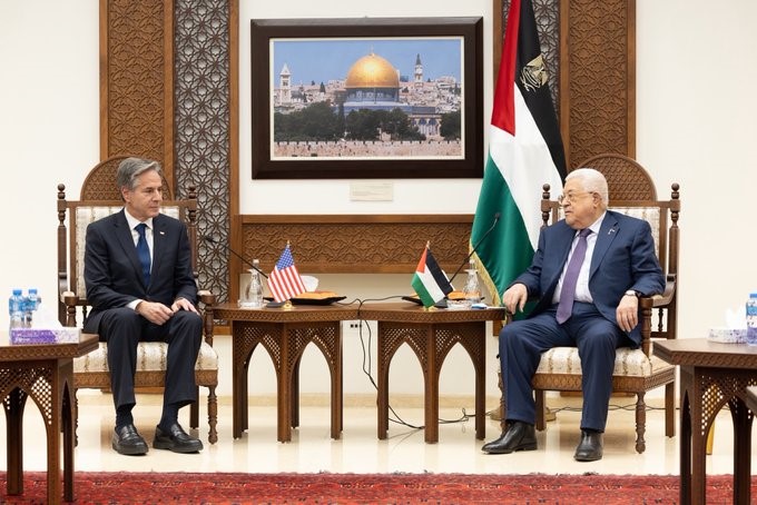Antony Blinken avec le Président Abbas copyright Département d'Etat