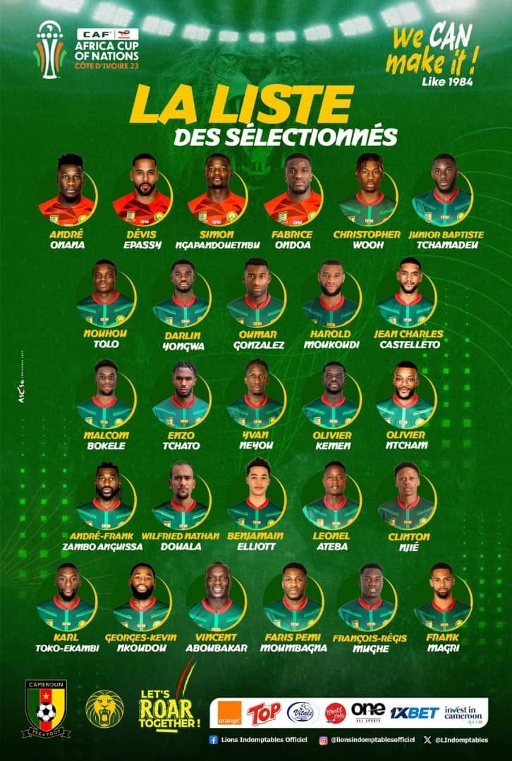 Cameroun : Voici les 27 Lions Indomptables pour la CAN 2023, sans Choupo Moting