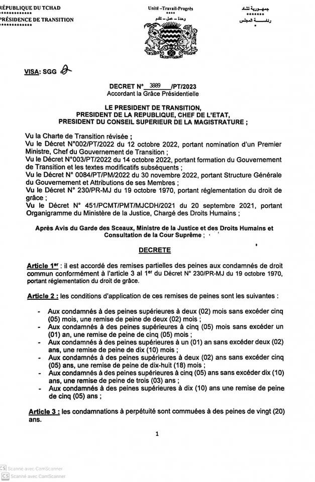 Tchad : grâce présidentielle accordée aux condamnés de droit commun