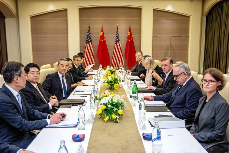 Wang Yi, a member of the Political Bureau of the Communist Party of China Central Committee and director of the Office of the Foreign Affairs Commission of the CPC Central Committee, holds talks with U.S. National Security Advisor Jake Sullivan in Bangkok, Thailand, Jan. 26, 2024. (Xinhua/Wang Teng)