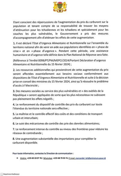 Tchad : Le gouvernement justifie la hausse du prix du carburant