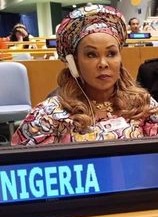 La ministre des Affaires féminines du Nigeria, Uju Kenendy-Ohanenye, lors du CSW68 à New York, aux États-Unis. Photo : starconnectmedia.com