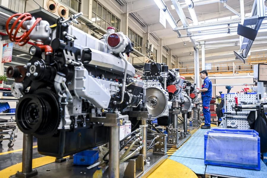 This photo taken on May 15, 2024 shows the engine production line of Guangxi Yuchai Machinery Group Co., Ltd. in Yulin, south China's Guangxi Zhuang Autonomous Region. (Xinhua/Cao Yiming) This photo taken on May 15, 2024 shows the engine production line of Guangxi Yuchai Machinery Group Co., Ltd. in Yulin, south China's Guangxi Zhuang Autonomous Region. (Xinhua/Cao Yiming)