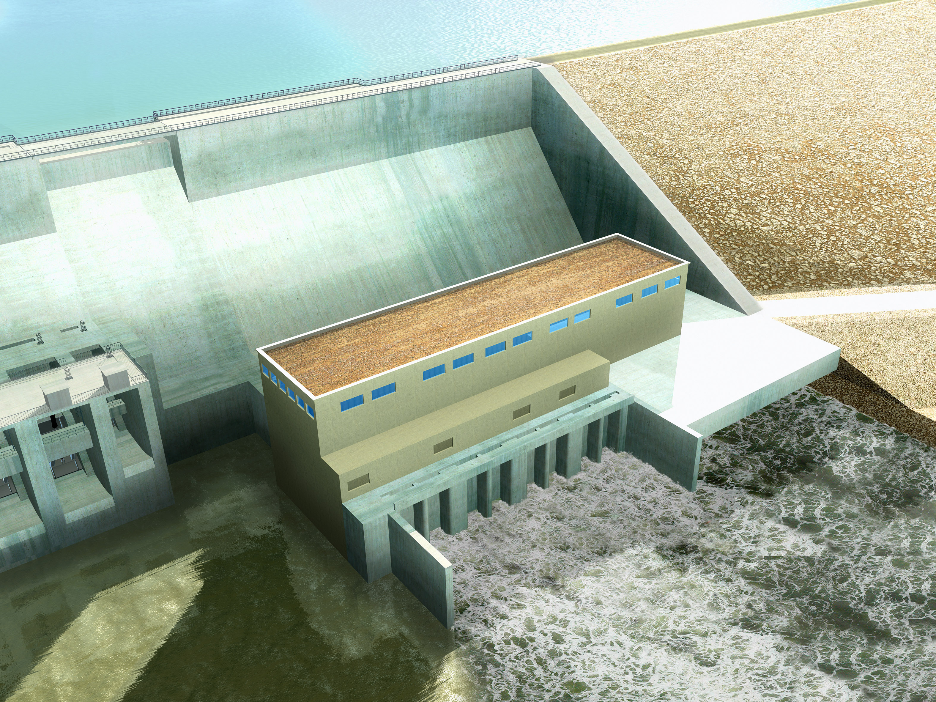 La maquette de l'usine de pied du projet hydroélectrique.