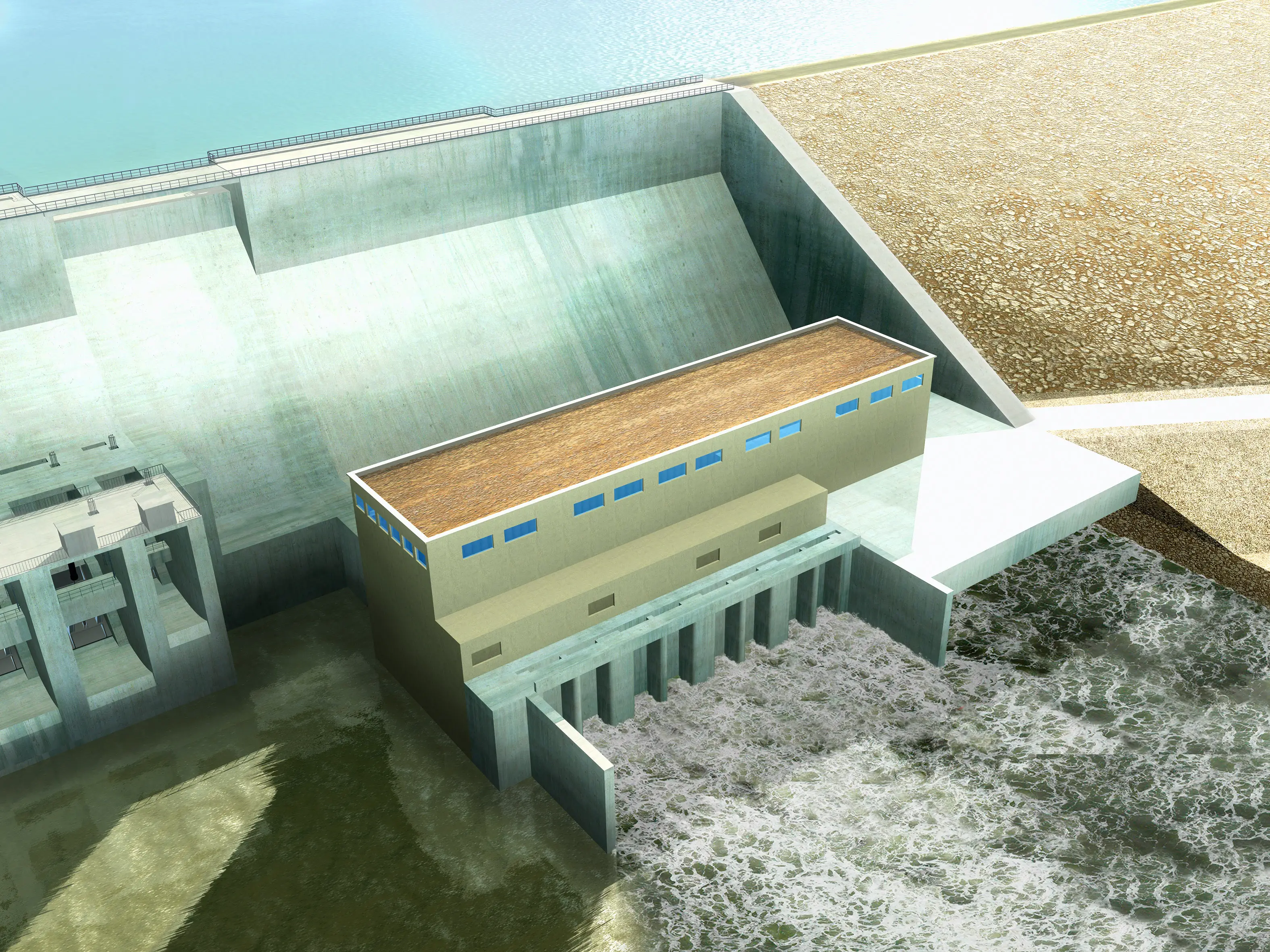 La maquette de l'usine de pied du projet hydroélectrique.