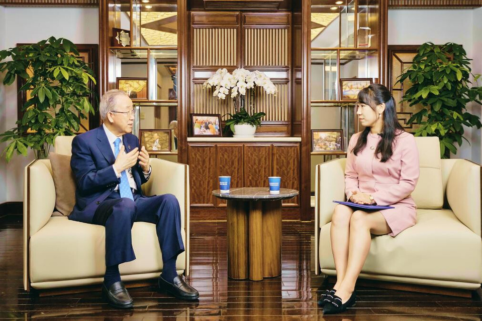 Ban Ki-moon, former UN secretary-general, is interviewed by People's Daily. (Photo by Yuan Xiaohai) Ban Ki-moon, former UN secretary-general, is interviewed by People's Daily. (Photo by Yuan Xiaohai)