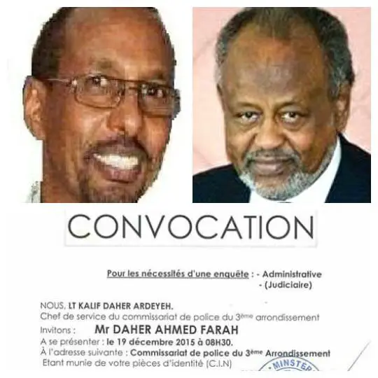 DJIBOUTI : Les vraies raisons de la convocation de Daher Ahmed Farah à la police