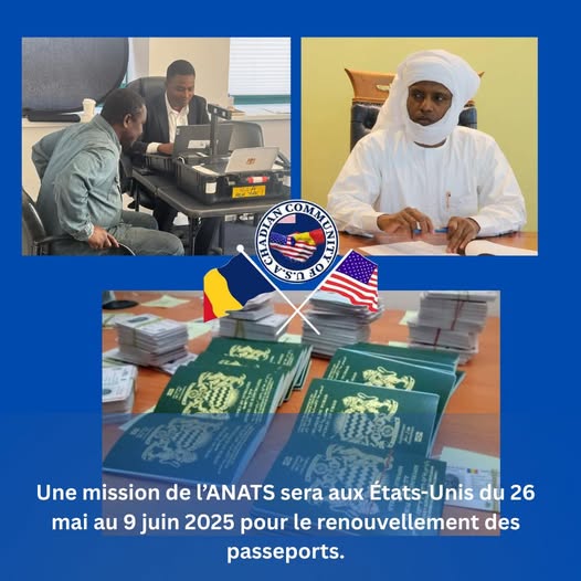 Tchad : Mission mobile aux États-Unis pour l'enrôlement et le renouvellement des passeports de la diaspora Tchad : Mission mobile aux États-Unis pour l'enrôlement et le renouvellement des passeports de la diaspora