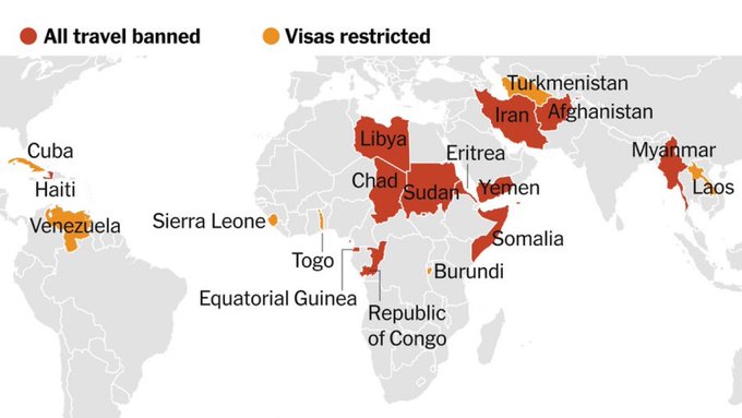 États-Unis : Donald Trump réimpose un "travel ban" visant 12 pays dont le Tchad États-Unis : Donald Trump réimpose un "travel ban" visant 12 pays dont le Tchad
