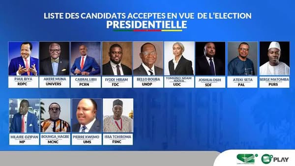 Cameroun - Politique : 13 candidats retenus pour la présidentielle 2025, la candidature de Maurice Kamto rejetée Cameroun - Politique : 13 candidats retenus pour la présidentielle 2025, la candidature de Maurice Kamto rejetée