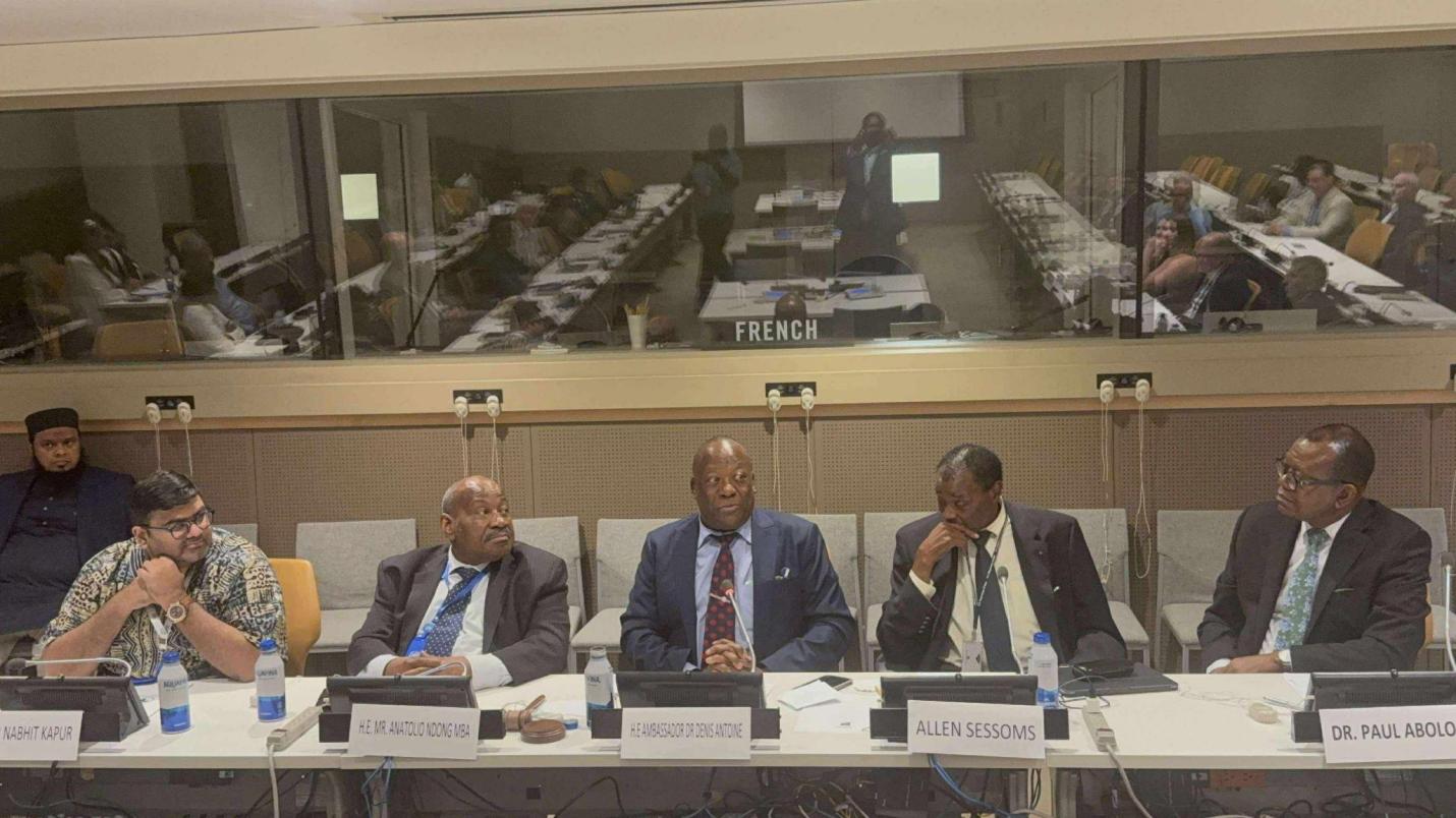 Dignitaires réunis au Forum de haut niveau sur le climat au siège de l'ONU, avec à gauche, S.E Dr Nabhit Kapur.