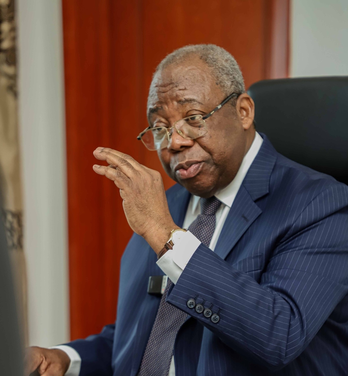 Le directeur de campagne, Pierre Moussa, au cours de son intervention