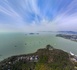 An aerial drone photo taken on March 21, 2024 shows the scenery of the Yuantouzhu scenic spot of the Taihu Lake, in Wuxi, east China's Jiangsu Province. (Xinhua/Li Bo)