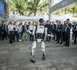 A humanoid robot is seen at the media center of the Boao Forum for Asia Annual Conference 2026, March 23, 2026. (Photo/Meng Zhongde)
