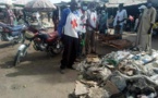 Tchad : la Croix Rouge et le Croissant Rouge du Moyen Chari nettoient le petit marché de Yalnas de Sarh