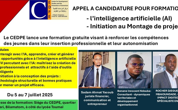 Tchad : Le CEDPE organise une formation sur l'intelligence Artificielle (5-7 juillet 2025)