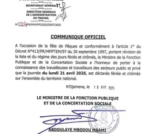 Tchad : Férié le 21 avril 2025 pour la Fête de Pâques
